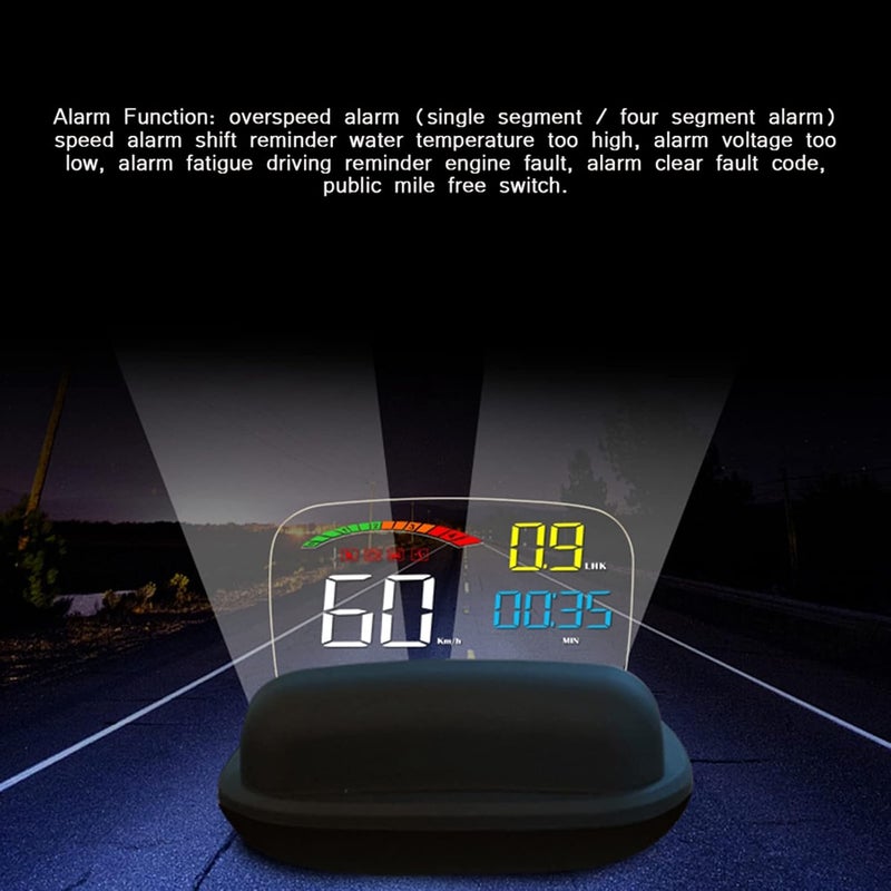 EIMSOAH Car HUD Display for OBD GPS, Universal Large Screen Car Head-Up Display with Overspeed Warning and Stereo Imaging - Image 2